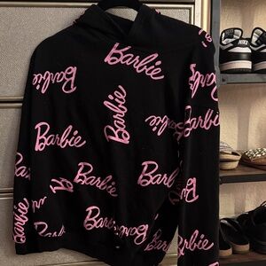 Barbie Women's Black Sweater with Pink Logo